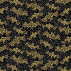 100% Cotton Fabric Makower Mystery Manor Halloween Bat Silhouettes Bats