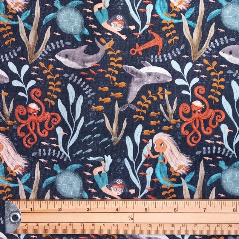 100% Cotton Fabric Nutex A Pirates Adventure Encounters Mermaids Fish 112cm Wide 4 100% Cotton Fabric Nutex A Pirates Adventure Encounters Mermaids Fish 112cm Wide - Image 2