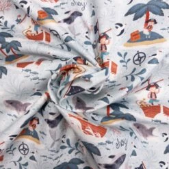 100% Cotton Fabric Nutex A Pirates Adventure Islands Sharks Parrots 112cm Wide -OHSEWCRAFTY 100 cotton fabric nutex a pirates adventure islands sharks parrots 112cm wide 2