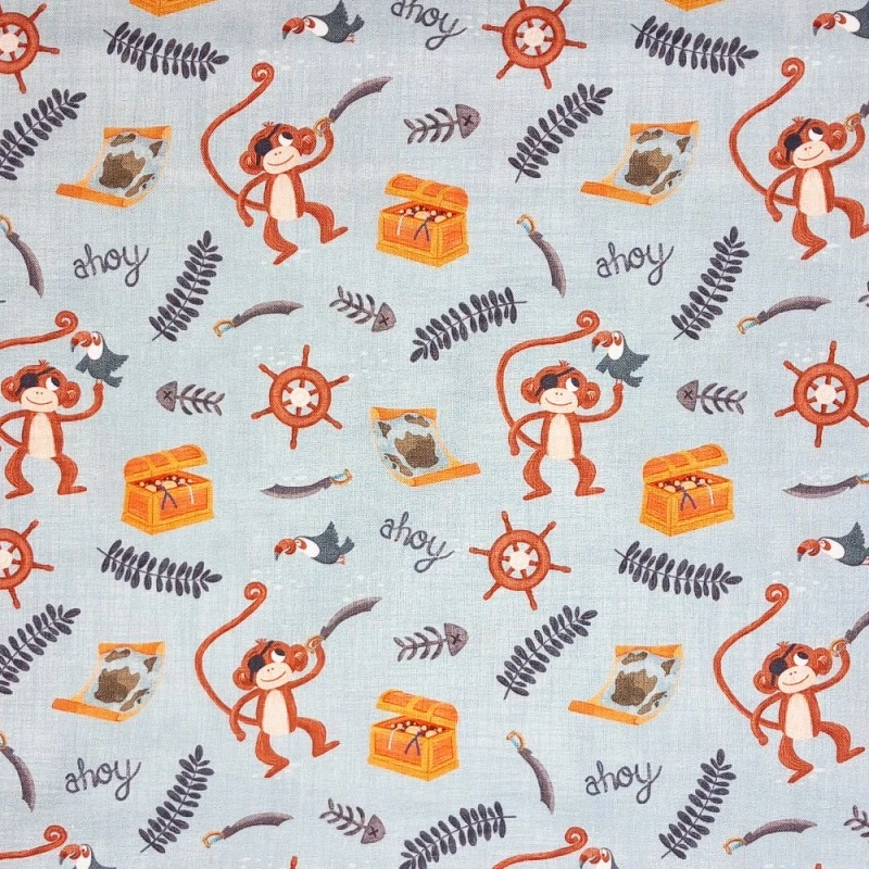 100% Cotton Fabric Nutex A Pirates Adventure Pirate's Crew Monkeys 112cm Wide 4 100% Cotton Fabric Nutex A Pirates Adventure Pirate's Crew Monkeys 112cm Wide - Image 2
