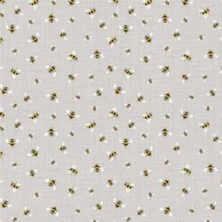 100% Cotton Fabric Nutex Birdsong Bumble Bee Buzzy Bees Grey Bugs Insect