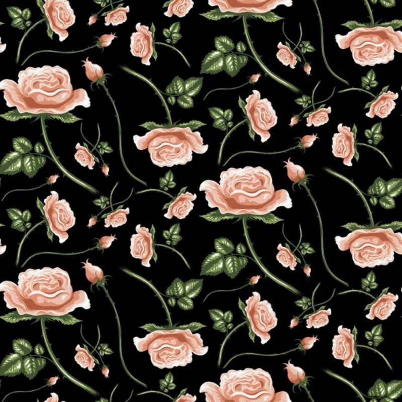 100% Cotton Fabric Nutex Botanical Garden Roses Floral Flower Stems Pastel 3 100% Cotton Fabric Nutex Botanical Garden Roses Floral Flower Stems Pastel