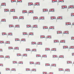 100% Cotton Fabric Nutex Britannia Windham Twin Union Jack Flags Jubilee White