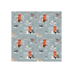 100% Cotton Fabric Nutex Christmas Dogs Post Puppy Dog Xmas Festive Animals