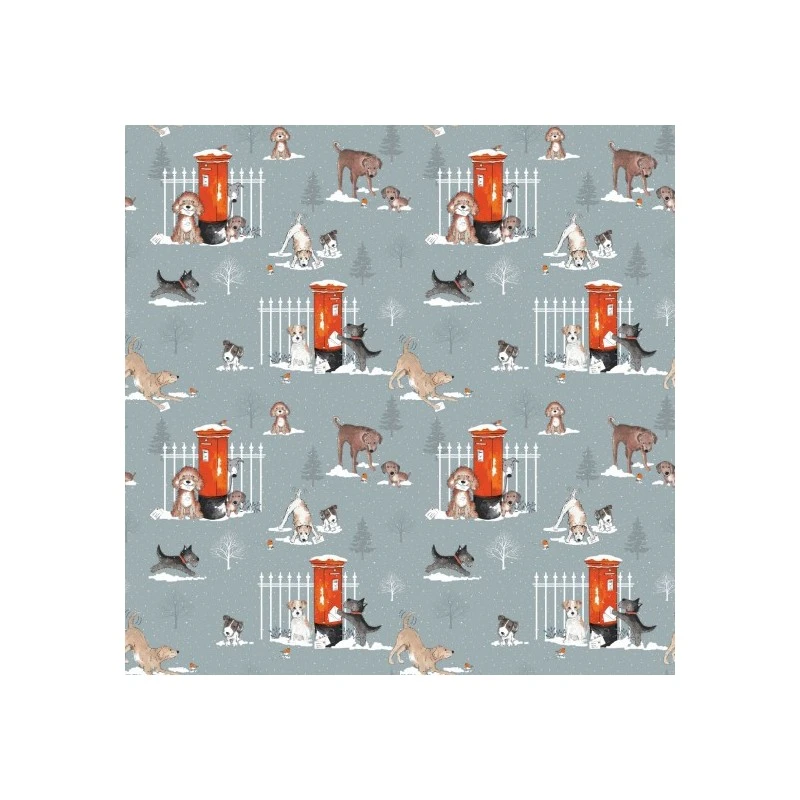 100% Cotton Fabric Nutex Christmas Dogs Post Puppy Dog Xmas Festive Animals 3 100% Cotton Fabric Nutex Christmas Dogs Post Puppy Dog Xmas Festive Animals
