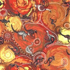 100% Cotton Fabric Nutex Dilkara Australian Aboriginal Art Kangaroo