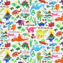 100% Cotton Fabric Nutex Dinosaur Dance Dino Names Jurassic Kids