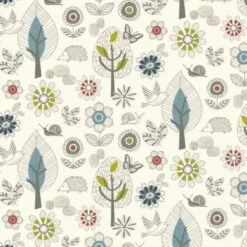 100% Cotton Fabric Nutex Enchanted Garden Floral Flowers Wildlife Woodland