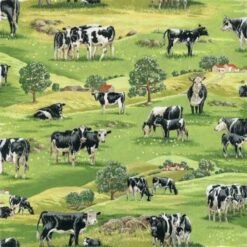 100% Cotton Fabric Nutex Farm Animals In The Country Sheep Pig Horse Tractors