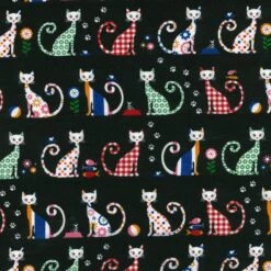 100% Cotton Fabric Nutex Felix The Cat Floral Paw Prints Spots Gingham