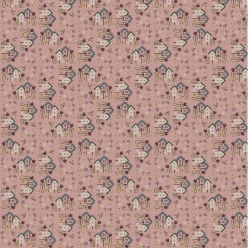 100% Cotton Fabric Nutex Lynette Anderson Bird Houses Floral Flower 3 100% Cotton Fabric Nutex Lynette Anderson Bird Houses Floral Flower