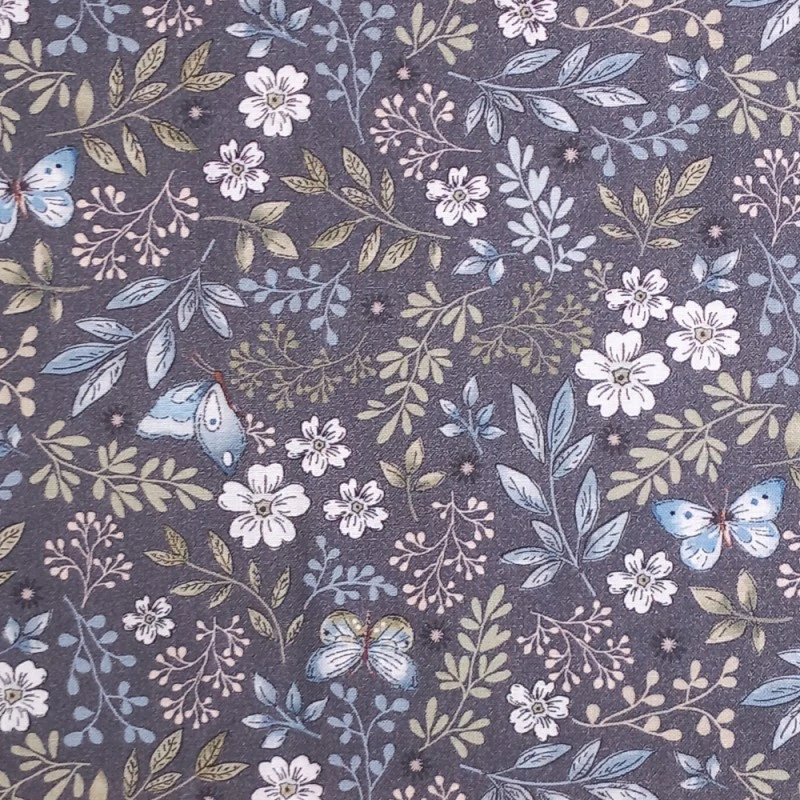 100% Cotton Fabric Nutex Meadow Floral Flower Nature Butterflies Grey 112cm Wide 3 100% Cotton Fabric Nutex Meadow Floral Flower Nature Butterflies Grey 112cm Wide