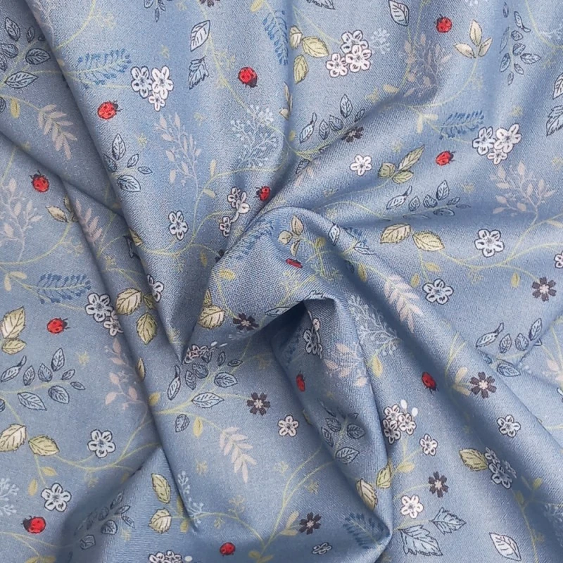 100% Cotton Fabric Nutex Meadow Floral Flowers Nature Ladybird Blue 112cm Wide 5 100% Cotton Fabric Nutex Meadow Floral Flowers Nature Ladybird Blue 112cm Wide - Image 3