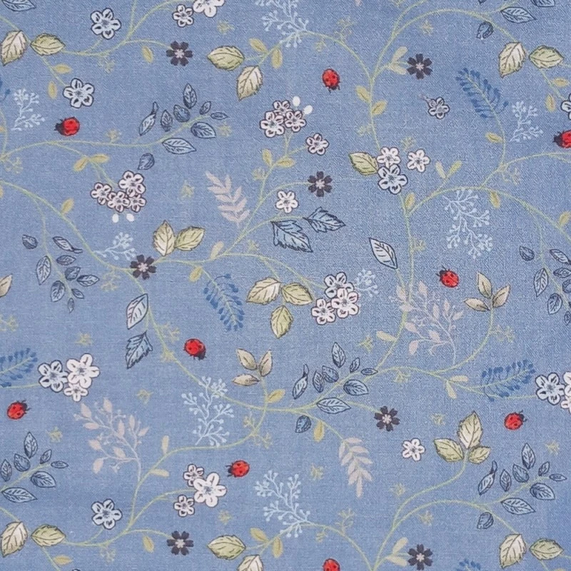 100% Cotton Fabric Nutex Meadow Floral Flowers Nature Ladybird Blue 112cm Wide 3 100% Cotton Fabric Nutex Meadow Floral Flowers Nature Ladybird Blue 112cm Wide
