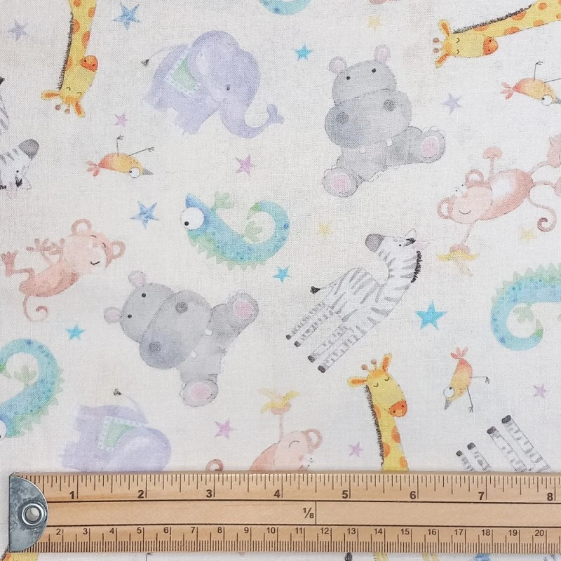 100% Cotton Fabric Nutex Nursery Balloons Scatter Animals Elephants 112cm Wide 4 100% Cotton Fabric Nutex Nursery Balloons Scatter Animals Elephants 112cm Wide - Image 2