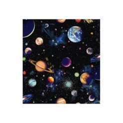 100% Cotton Fabric Nutex Planets Of The Universe Solar System Stars Space