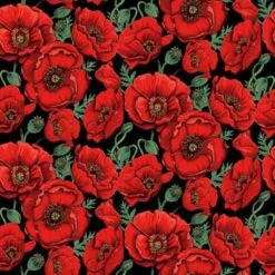 100% Cotton Fabric Nutex Poppy Floral Flower Market Remembrance Dorset Street
