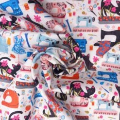 100% Cotton Fabric Nutex Purrfect Stitches Crafty Cats Sewing Machine 112cm Wide 7 100% Cotton Fabric Nutex Purrfect Stitches Crafty Cats Sewing Machine 112cm Wide -OHSEWCRAFTY 100 cotton fabric nutex purrfect stitches crafty cats sewing machine 112cm wide 2