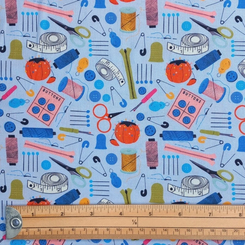 100% Cotton Fabric Nutex Purrfect Stitches Sewing Bag Haberdashery 112cm Wide 4 100% Cotton Fabric Nutex Purrfect Stitches Sewing Bag Haberdashery 112cm Wide - Image 2