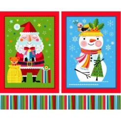 100% Cotton Fabric Nutex Santa Sack Snowman Christmas Xmas Festive Panel