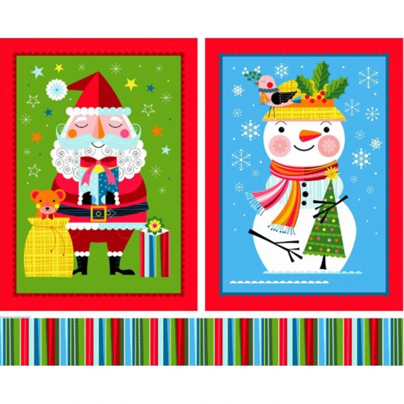 100% Cotton Fabric Nutex Santa Sack Snowman Christmas Xmas Festive Panel 3 100% Cotton Fabric Nutex Santa Sack Snowman Christmas Xmas Festive Panel