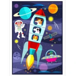 100% Cotton Fabric Nutex Space Explorers Universe Planets Rocket Stars Panel