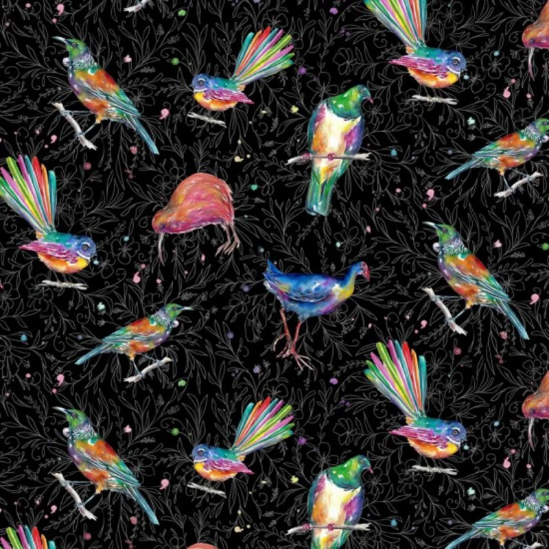 100% Cotton Fabric Nutex Splash Of Colour Birds Bird New Zealand Kiwi Kereru 3 100% Cotton Fabric Nutex Splash Of Colour Birds Bird New Zealand Kiwi Kereru