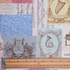 100% Cotton Fabric Nutex Symphony Montage Sheet Music Instruments 112cm Wide -OHSEWCRAFTY 100 cotton fabric nutex symphony montage sheet music instruments 112cm wide 1