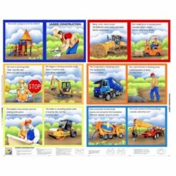 100% Cotton Fabric Nutex Under Construction Book Panel 90cm X 112cm