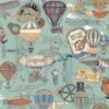 100% Cotton Fabric Nutex Victorian Vintage Flying Machines Vehicles Planes Blimp -OHSEWCRAFTY 100 cotton fabric nutex victorian vintage flying machines planes blimp balloons