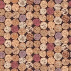100% Cotton Fabric Nutex Vines & Wines Wine Corks Vintage Alcohol Drinking