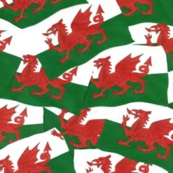 100% Cotton Fabric Nutex Welsh Flags Wales Patriotic United Kingdom Dragon