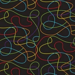 100% Cotton Fabric Nutex Wild & Bright Rainbow Squiggles Doodle
