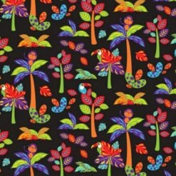 100% Cotton Fabric Nutex Wild & Bright Safari Animals Trees Baby Nursery Monkey