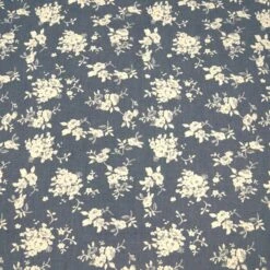 100% Cotton Fabric Printed Denim Lightweight Rose Flower Bunches 145cm Wide