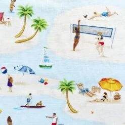 100% Cotton Fabric Timeless Treasures Beach Activities Holiday Summer Sea Ocean