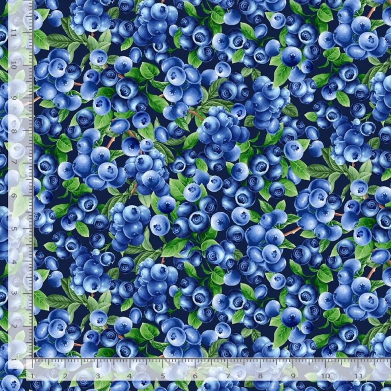 100% Cotton Fabric Timeless Treasures Blueberries Bush Fruit Nature 112cm Wide 4 100% Cotton Fabric Timeless Treasures Blueberries Bush Fruit Nature 112cm Wide - Image 2