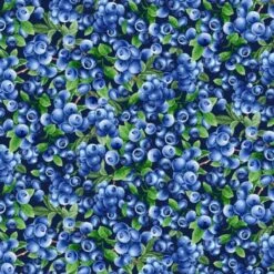 100% Cotton Fabric Timeless Treasures Blueberries Bush Fruit Nature 112cm Wide