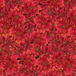 100% Cotton Fabric Timeless Treasures Christmas Bunched Poinsettia Flower Floral