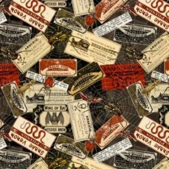 100% Cotton Fabric Timeless Treasures Halloween Wicked Labels Bunched Spiders
