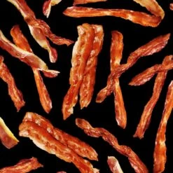 100% Cotton Fabric Timeless Treasures Junk Food Bacon Tossed