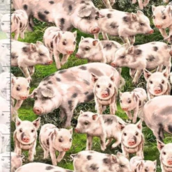 100% Cotton Fabric Timeless Treasures Pigs Piglets Farm Animals Pig