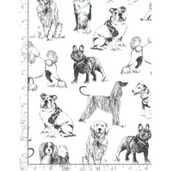 100% Cotton Fabric Timeless Treasures Sketched Realistic Dog Breeds Dogs