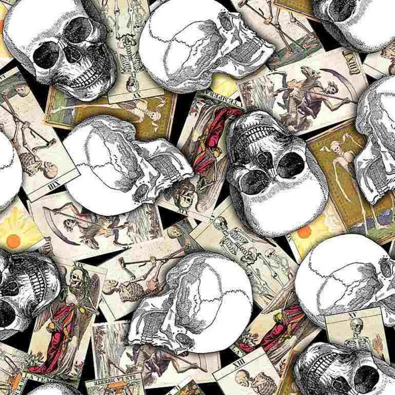 100% Cotton Fabric Timeless Treasures Tarot Cards Halloween Skulls Horror 3 100% Cotton Fabric Timeless Treasures Tarot Cards Halloween Skulls Horror