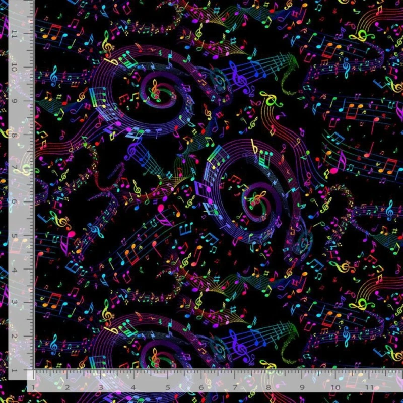 100% Cotton Fabric Timeless Treasures Twisted Spiral Music Note Song 112cm Wide 4 100% Cotton Fabric Timeless Treasures Twisted Spiral Music Note Song 112cm Wide - Image 2