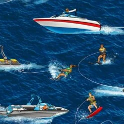 100% Cotton Fabric Timeless Treasures Water Sports Boats Ocean Sea