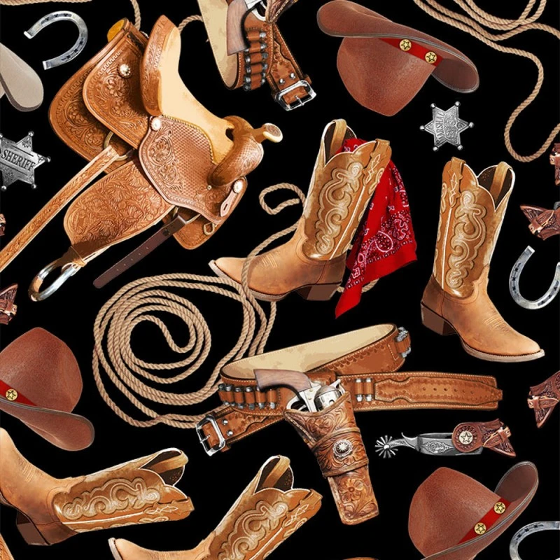 100% Cotton Fabric Timeless Treasures Wild West Cowboy Western Boots Saddle 3 100% Cotton Fabric Timeless Treasures Wild West Cowboy Western Boots Saddle