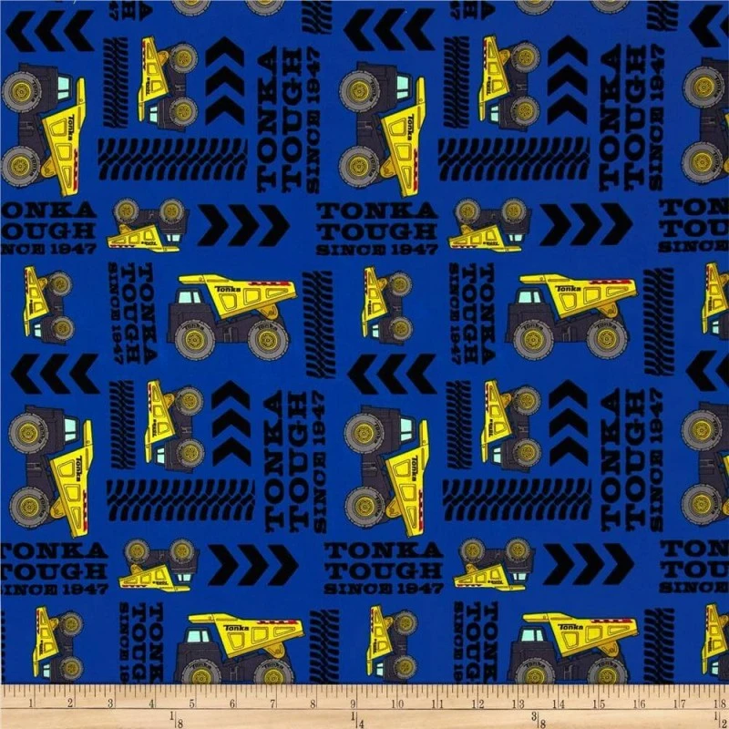 100% Cotton Fabric Tonka Dump Trucks Construction Tyre Tracks 3 100% Cotton Fabric Tonka Dump Trucks Construction Tyre Tracks