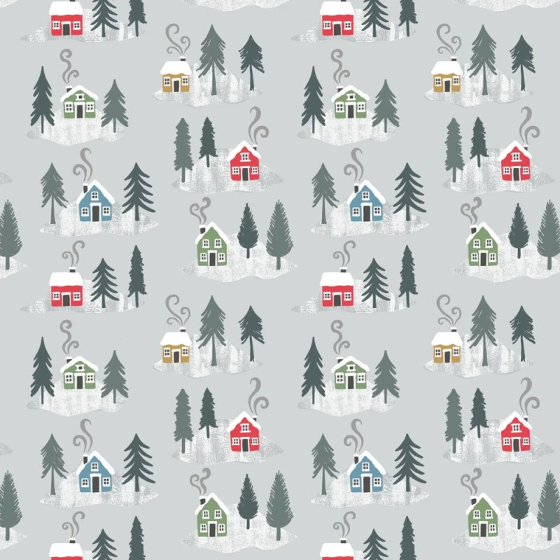100% Cotton Flannel Fabric Lewis & Irene Snow Day Houses Silver 112cm Wide 3 100% Cotton Flannel Fabric Lewis & Irene Snow Day Houses Silver 112cm Wide