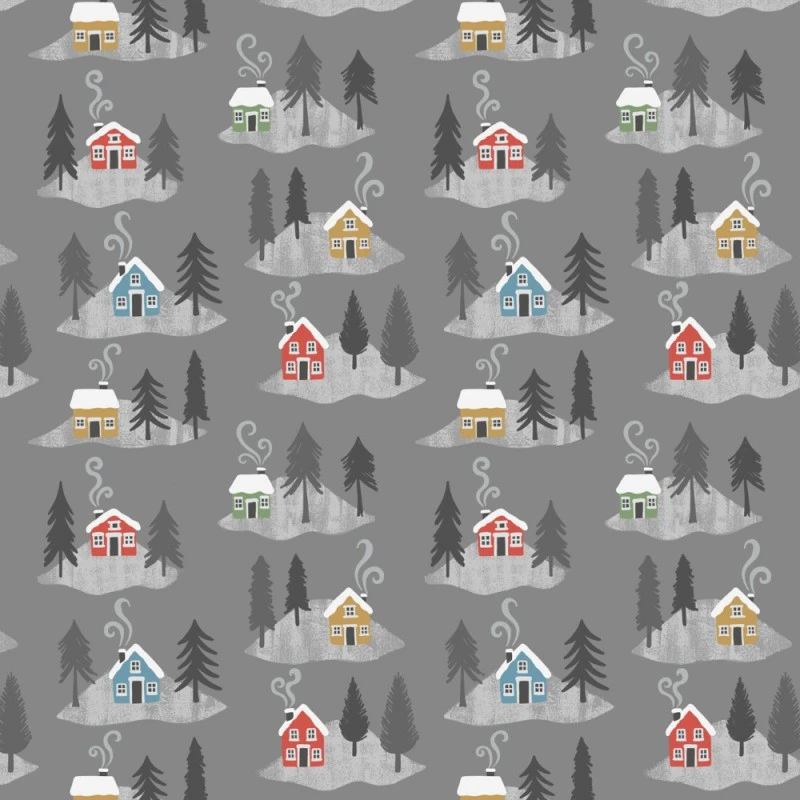 100% Cotton Flannel Fabric Lewis & Irene Snow Day Houses Xmas Grey 112cm Wide 3 100% Cotton Flannel Fabric Lewis & Irene Snow Day Houses Xmas Grey 112cm Wide